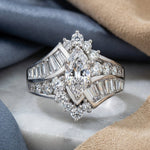 Sterling Silver Marquise CZ Engagement Ring