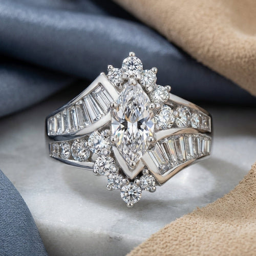 Sterling Silver Marquise CZ Engagement Ring