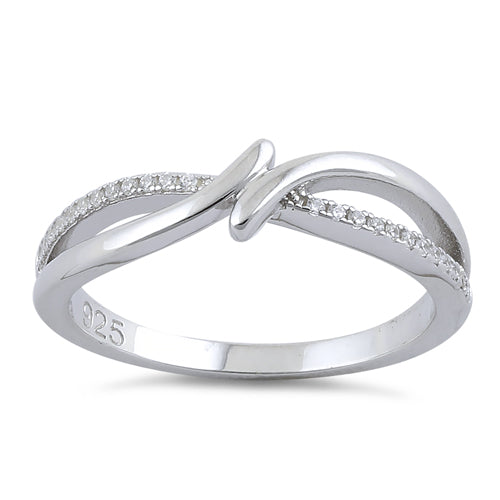 Sterling Silver Double Curve Clear CZ Ring