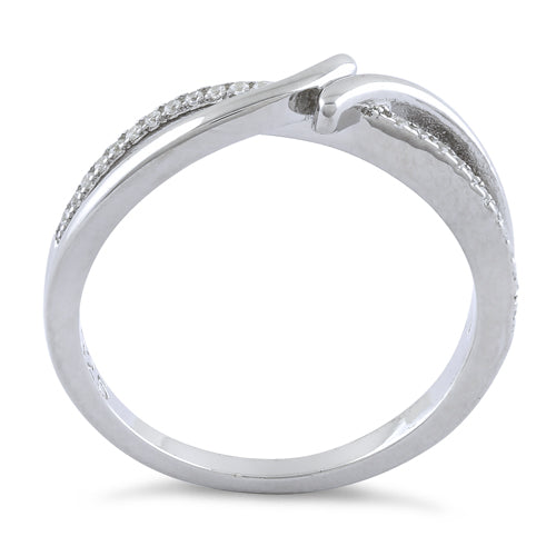 Sterling Silver Double Curve Clear CZ Ring