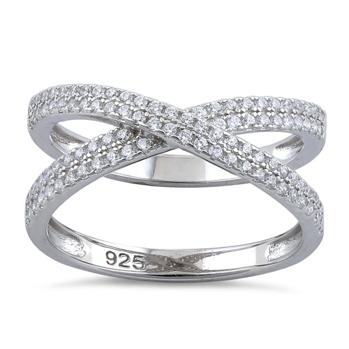 Sterling Silver Overlapping Clear CZ Ring