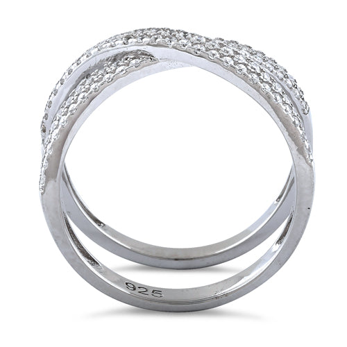 Sterling Silver Overlapping Clear CZ Ring