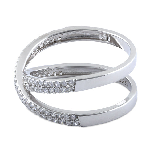 Sterling Silver Overlapping Clear CZ Ring