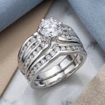 Sterling Silver 2-piece Engagement Set CZ Ring