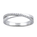 Sterling Silver Overlap Clear CZ Ring