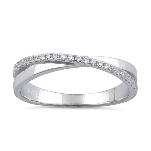Sterling Silver Overlap Clear CZ Ring