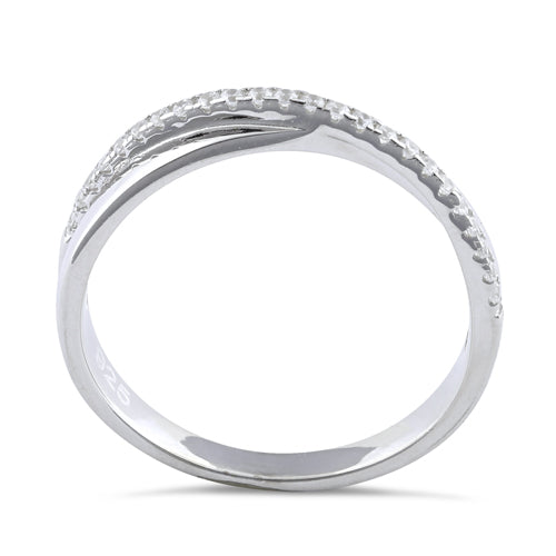 Sterling Silver Overlap Clear CZ Ring