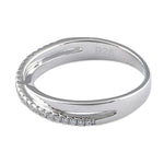 Sterling Silver Overlap Clear CZ Ring