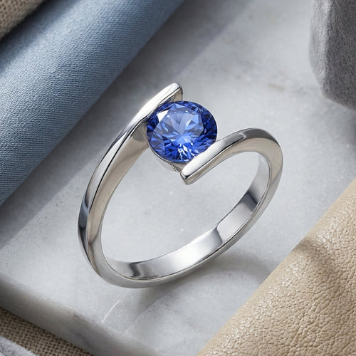Sterling Silver Tanzanite-tone CZ Ring