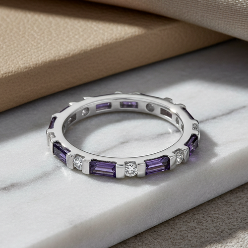 Sterling Silver Purple CZ Eternity Ring