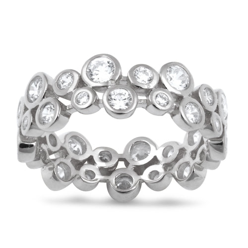 Sterling Silver Eternity Bubbles CZ Ring