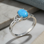Sterling Silver Center Stone Charmed Blue Lab Opal Ring