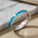 Sterling Silver Seamless Lab Opal Ring