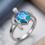 Sterling Silver Turtle Blue Lab Opal Ring