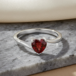 Sterling Silver Dark Garnet Heart CZ Ring