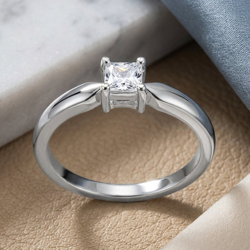 Sterling Silver Square Clear CZ Ring