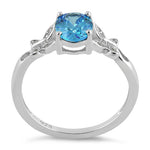 Sterling Silver Butterfly Aqua CZ Ring