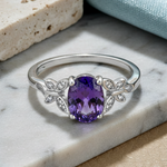 Sterling Silver Butterfly Purple CZ Ring