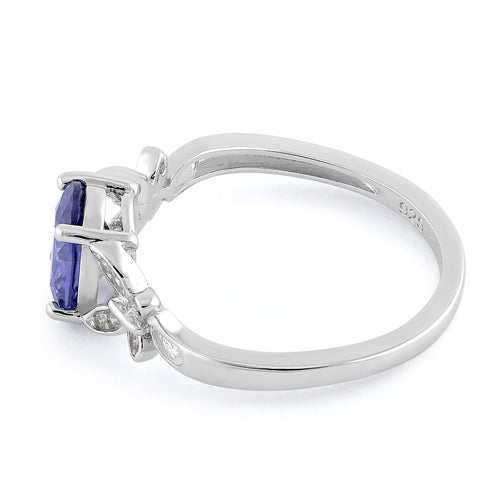 Sterling Silver Double Butterfly Tanzanite Center Stone CZ Ring