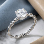 Sterling Silver Clear Twisted Band CZ Ring