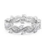 Sterling Silver Eternity Marquise Round Clear CZ Ring