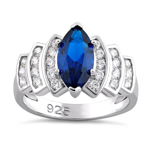 Sterling Silver Marquise Blue Spinel CZ Ring