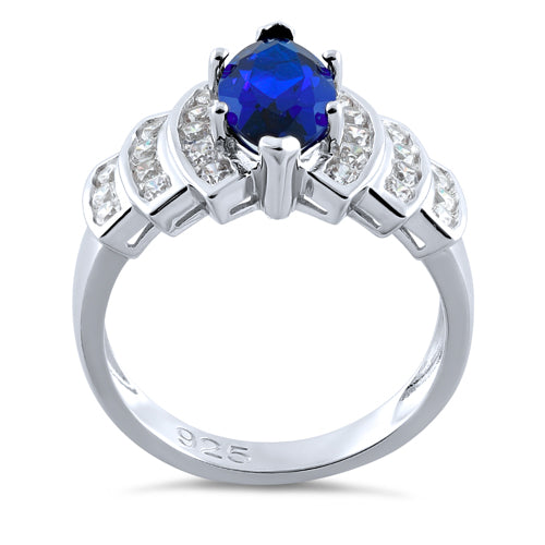 Sterling Silver Marquise Blue Spinel CZ Ring