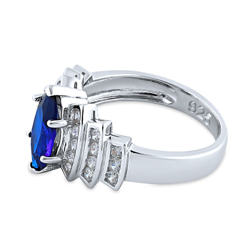 Sterling Silver Marquise Blue Spinel CZ Ring