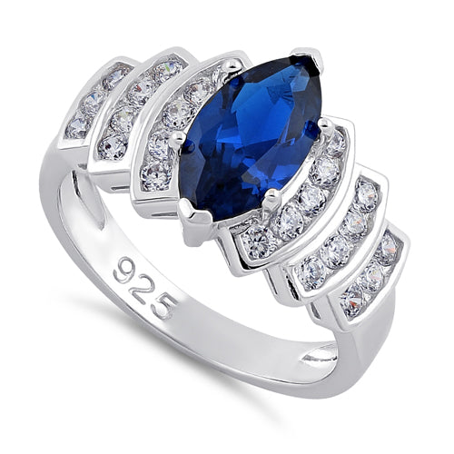 Sterling Silver Marquise Blue Spinel CZ Ring