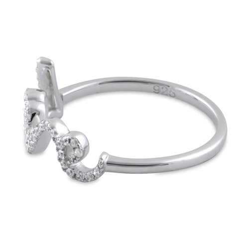 Sterling Silver Love Clear CZ Ring