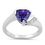 Sterling Silver Elegant Trillion Cut Amethyst CZ Ring