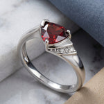 Sterling Silver Trillion Cut Red CZ Ring