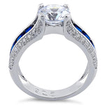 Sterling Silver Blue Row CZ Engagement Ring