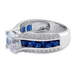 Sterling Silver Blue Row CZ Engagement Ring
