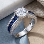 Sterling Silver Blue CZ Engagement Ring