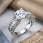 Sterling Silver Round & Princess Cut Clear CZ Ring