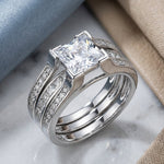 Sterling Silver Princess-Cut 2-Piece CZ Engagement Ring