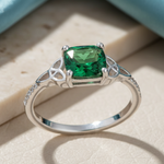 Sterling Silver Square Emerald Celtic CZ Ring