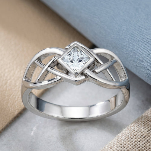 Sterling Silver Clear CZ Celtic Ring