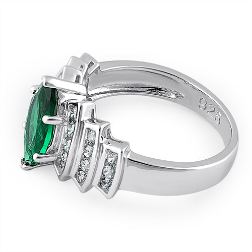 Sterling Silver Marquise Cut Emerald CZ Ring