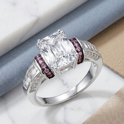 Sterling Silver Emerald-Cut CZ Ring