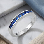 Sterling Silver Blue Spinel CZ Band Ring