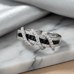 Sterling Silver Twisted Black CZ Ring