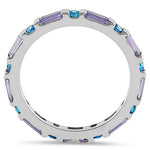 Sterling Silver Blue & Purple Eternity CZ Ring