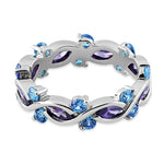 Sterling Silver Eternity Purple & Blue Topaz CZ Ring