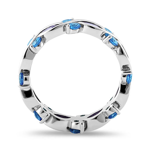 Sterling Silver Eternity Purple & Blue Topaz CZ Ring