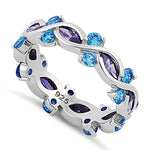 Sterling Silver Eternity Purple & Blue Topaz CZ Ring