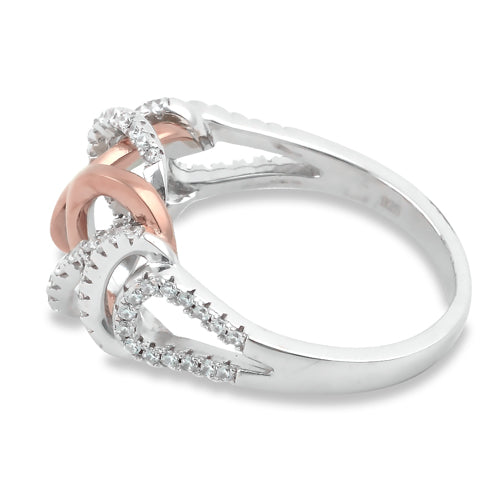 Sterling Silver Two-Tone Rose Gold Plated Exotic CZ Ring
