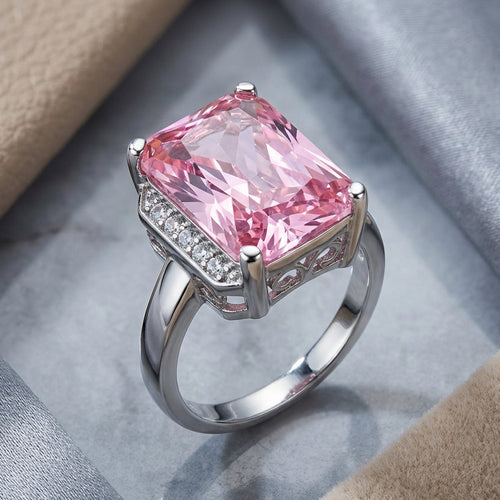 Sterling Silver Pink CZ Ring