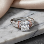 Sterling Silver Rose Gold-Plated Emerald-Cut CZ Ring